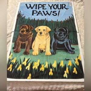 Zeppa Labrador Puppy House Flag “Wipe Your Paws” Made in USA Mandeville LA
